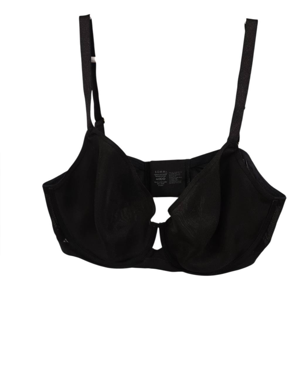 SOMA LIGHTEST LIFT SMOOTH PERFECT COVERAGE BLACK BRA. SIZE 40DD.